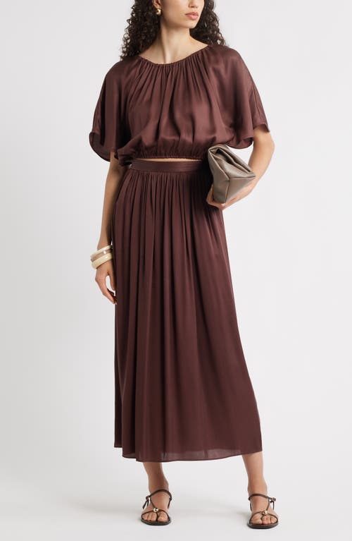 Nordstrom Flutter Sleeve Crop Top In Brown