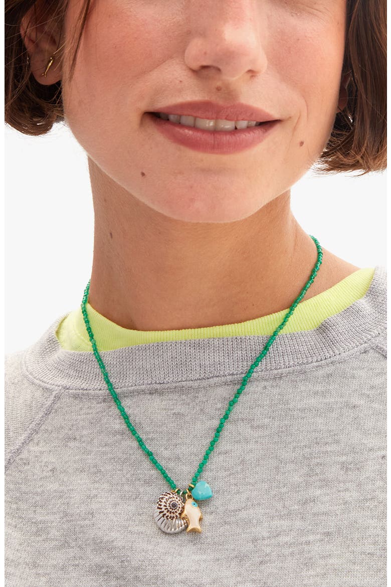 Beaded Charm Necklace, Alternate, color, GREEN MULTI
