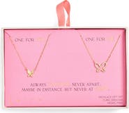 Leith CZ You & Me Butterfly Pendant Necklace Set