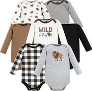Hudson Baby Long-Sleeve Cotton Bodysuit Collection 7-Piece Set