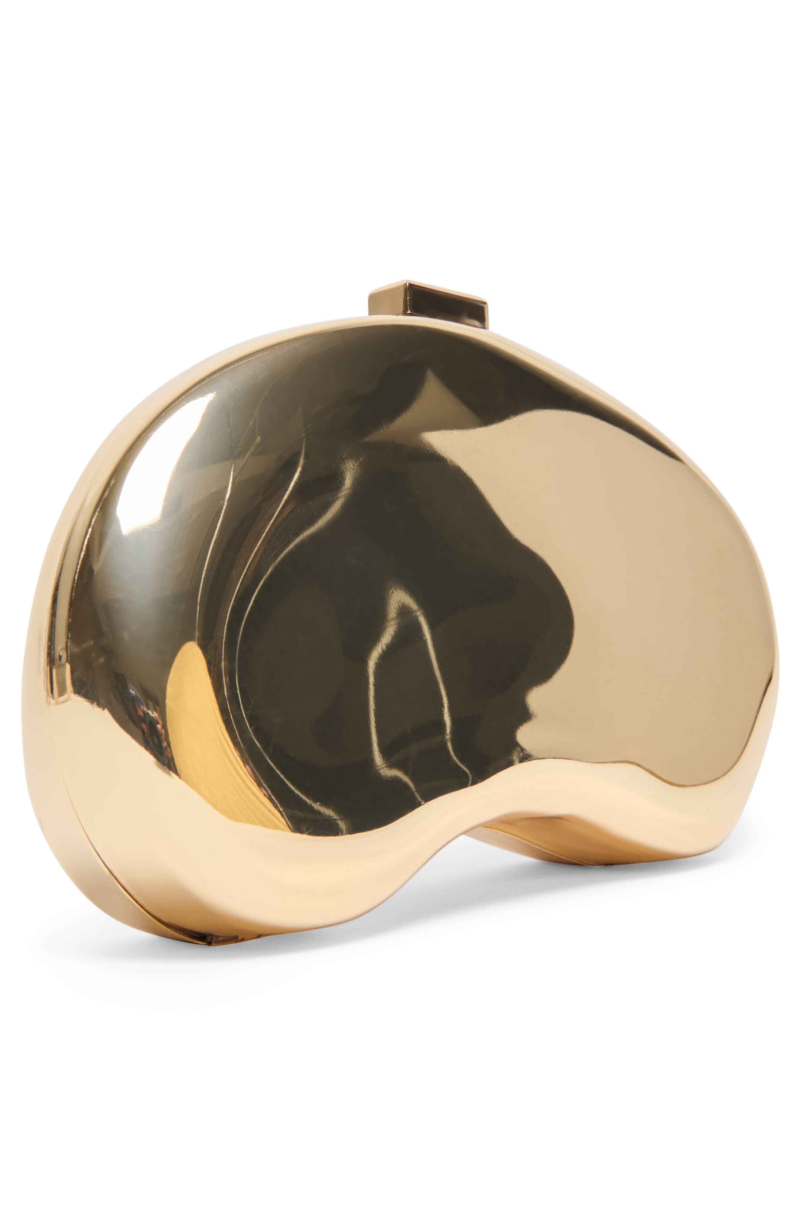 Ramsey Metallic Frame Clutch, Alternate, color, GOLD