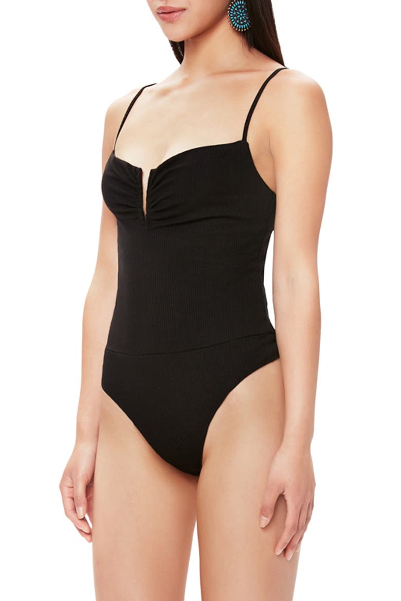Tizy Thong Bodysuit, Alternate, color, NOIR
