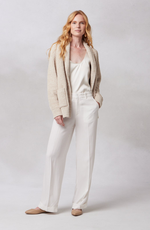 Kashwere Apparel Easy Cardigan Chenilla Classic In Wheat Linen