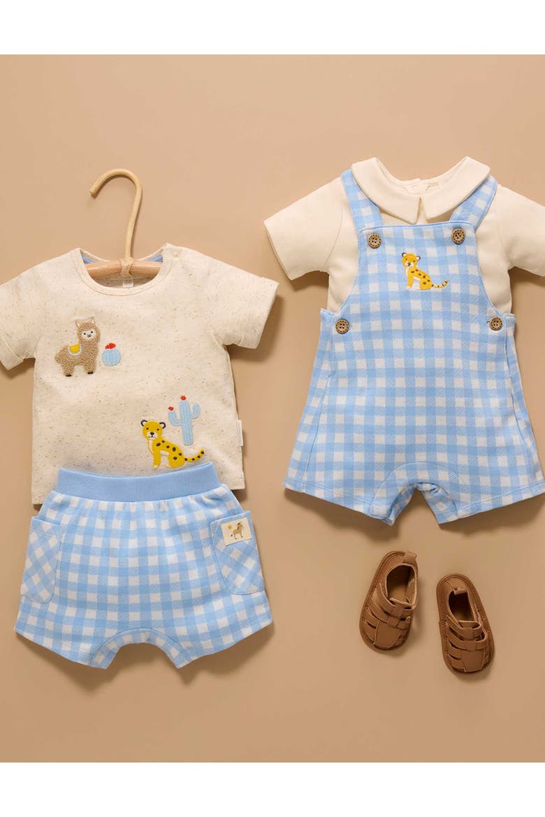 Gingham Short and Tee Set, Alternate, color, Caribbean Gingham