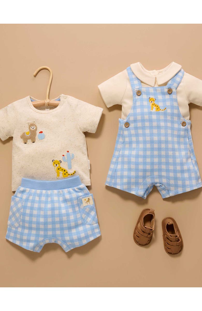 Purebaby Gingham Short and Tee Set, Alternate, color, Caribbean Gingham