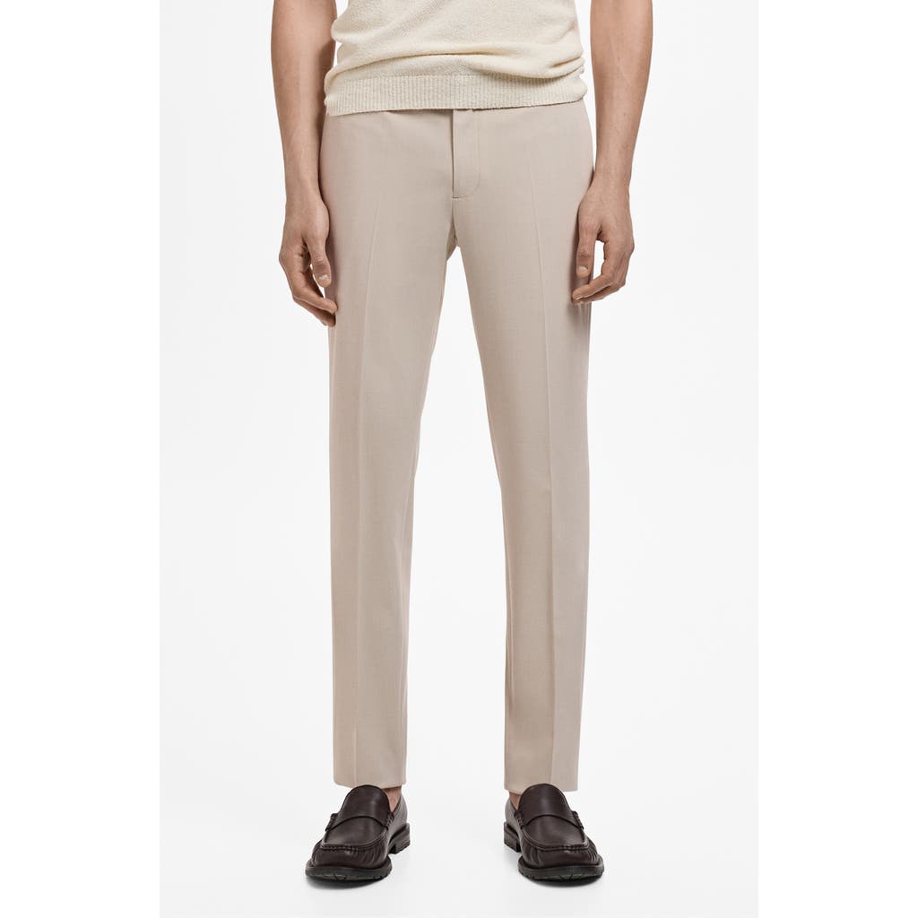 Mango Slim Fit Flat Front Pants In Neutral