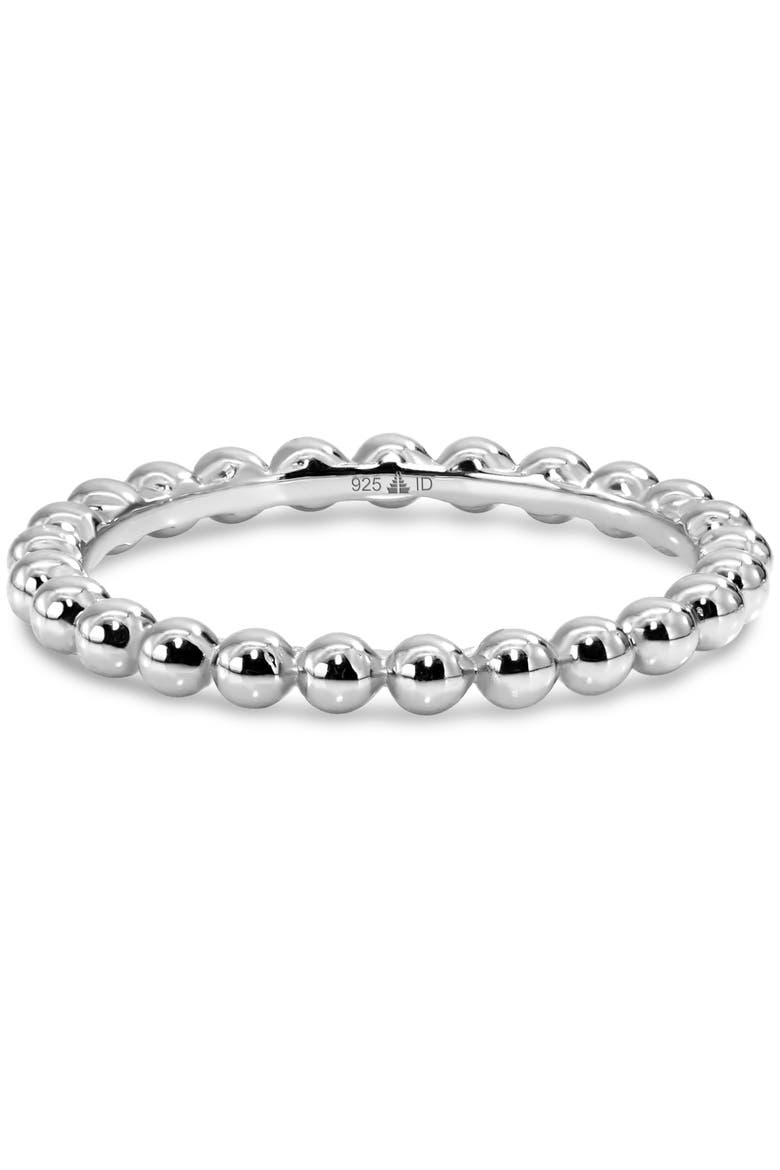 Beaded Ball Ring in Rhodium Plated Sterling Silver, 2mm, Main, color, Silver