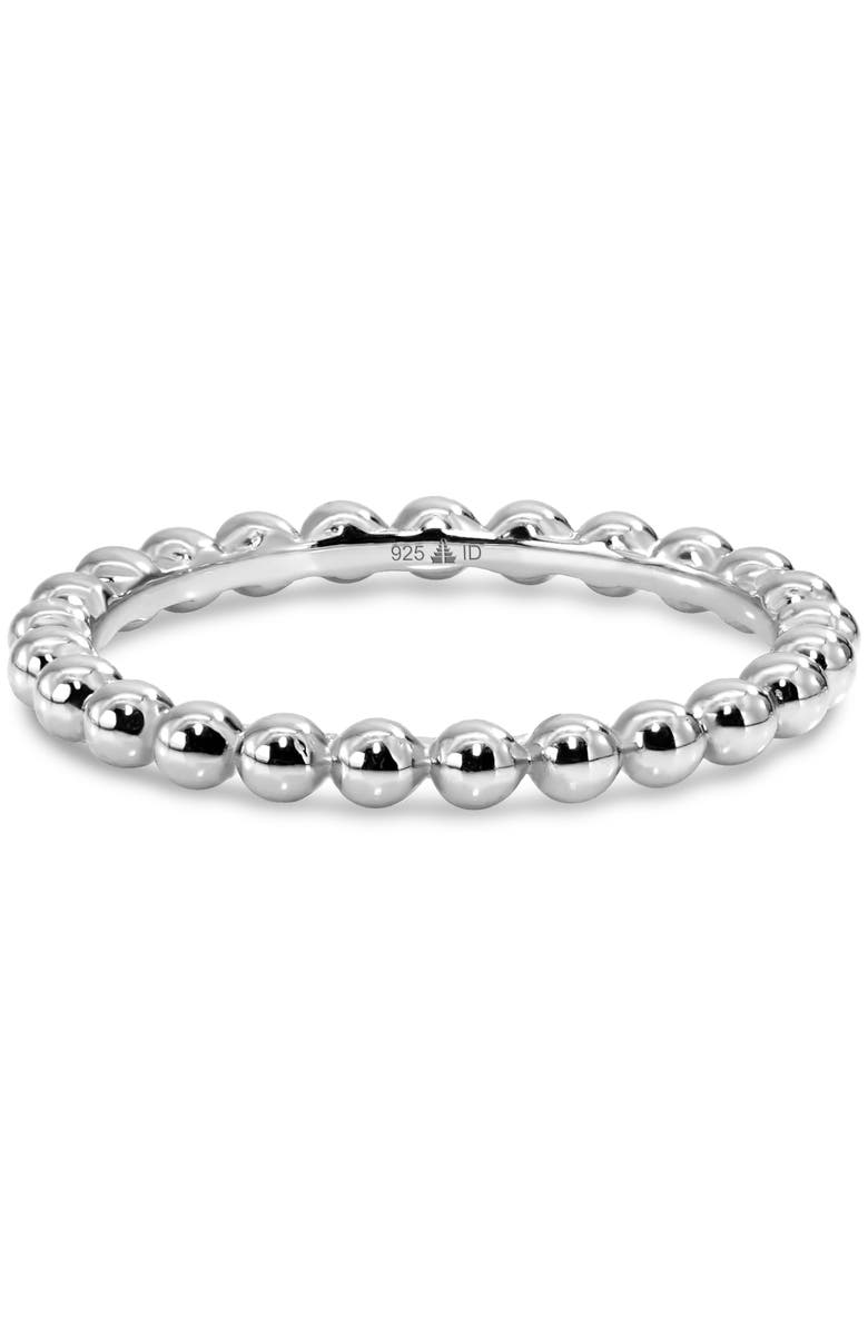 DEVATA Beaded Ball Ring in Rhodium Plated Sterling Silver, 2mm, Main, color, Silver