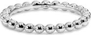 DEVATA Beaded Ball Ring in Rhodium Plated Sterling Silver