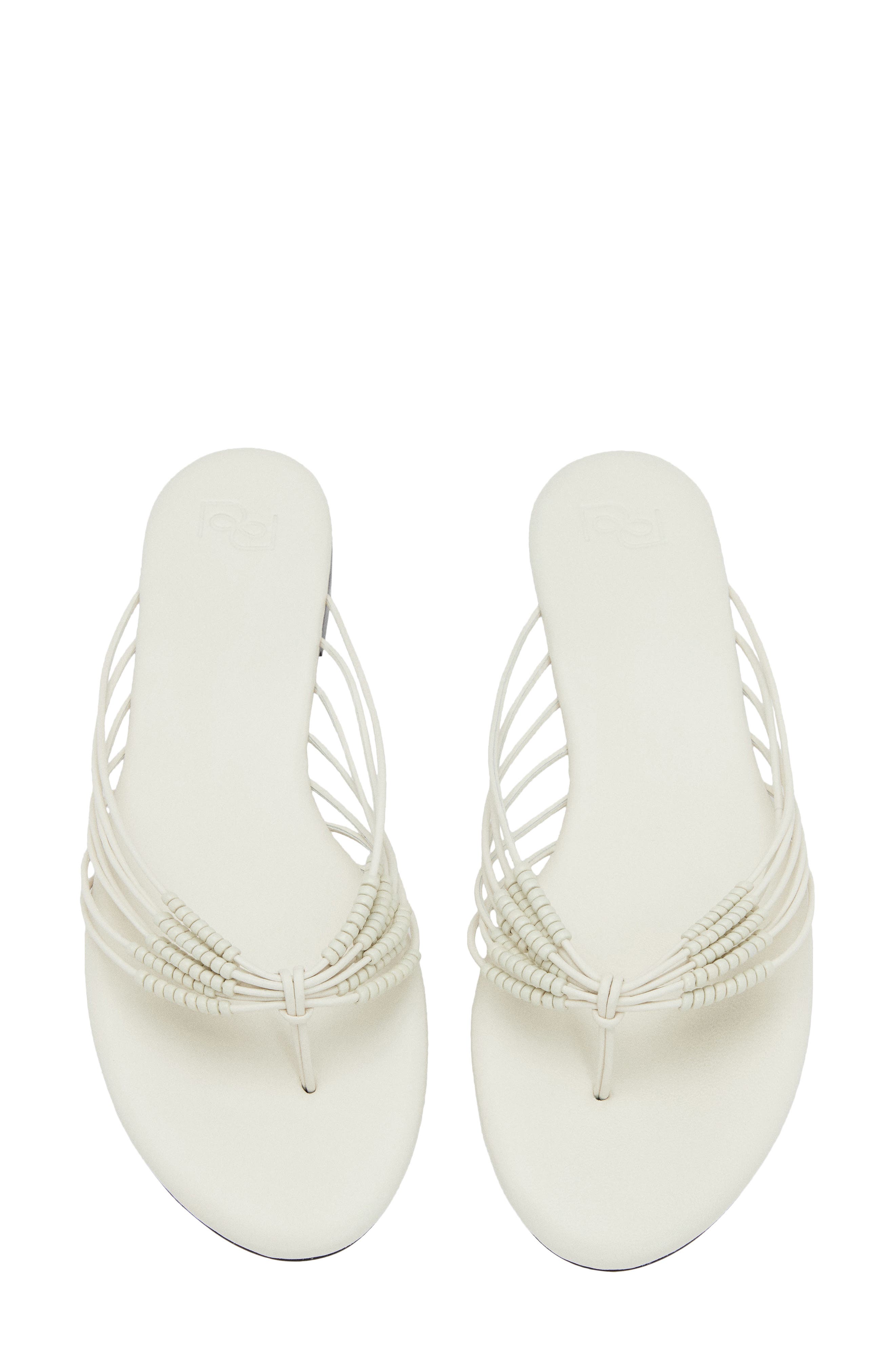 Reformation Jessica Flat Thong Sandal, Alternate, color, White Leather