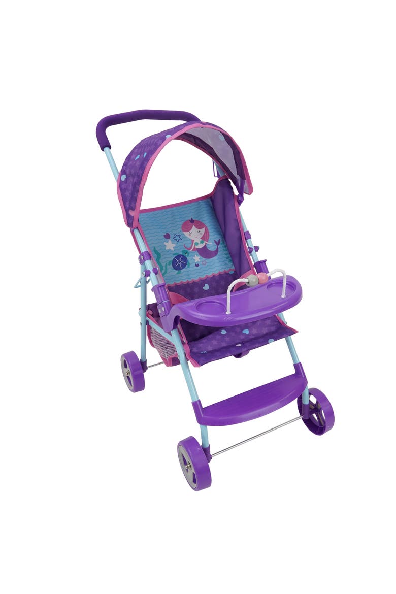 Mermaid Doll Stroller W/ Canopy & Cup Holder, Alternate, color, Multicolored