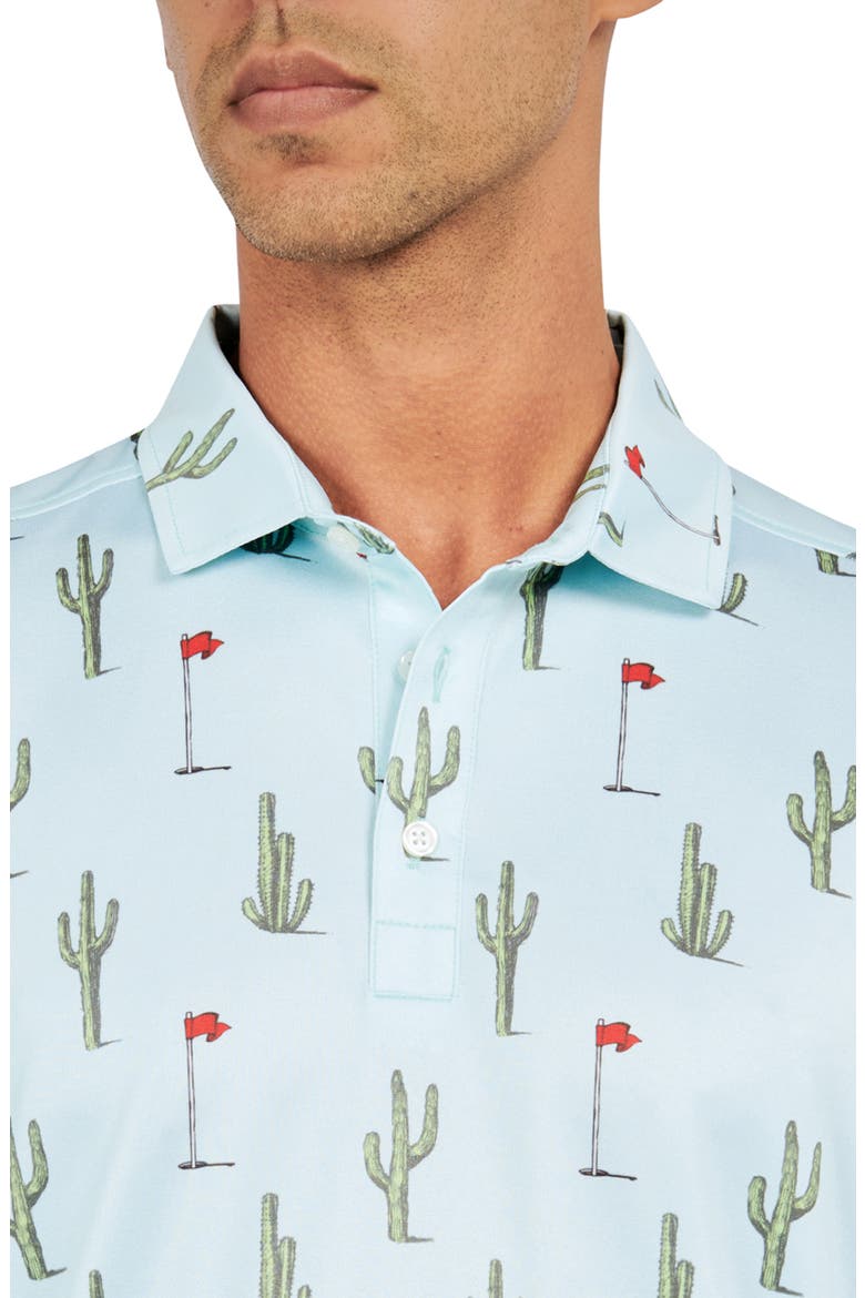 Regular Fit Cactus Print Recycled Performance Golf Polo, Alternate, color, AQUA