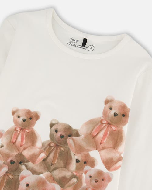 Deux Par Deux Organic Jersey T-shirt With Teddy Bears In White