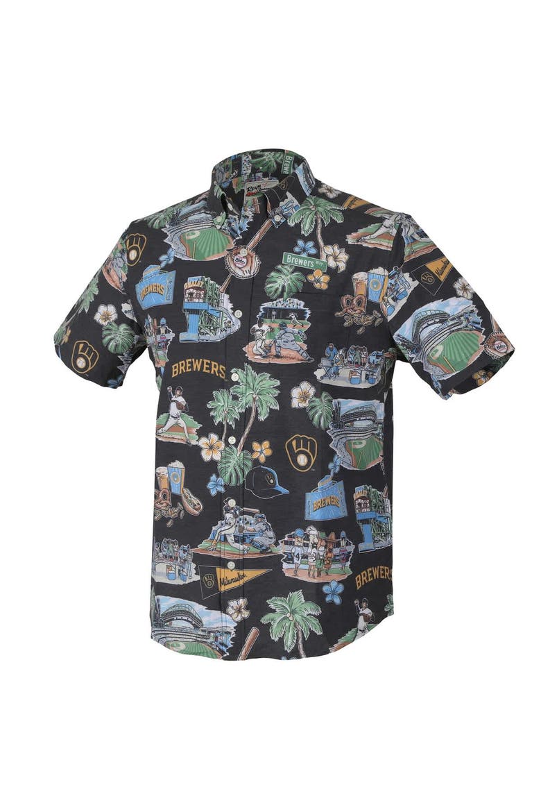 Men's Reyn Spooner  Black Milwaukee Brewers Scenic Tri-Blend Button-Down Shirt, Alternate, color, Black