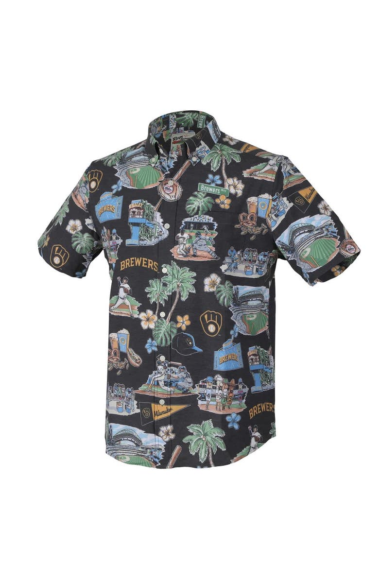 Reyn Spooner Men's Reyn Spooner  Black Milwaukee Brewers Scenic Tri-Blend Button-Down Shirt, Alternate, color, Black