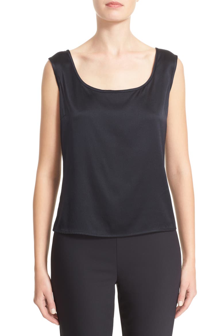 Collection Liquid Satin Round Neck Shell, Main, color, CAVR CAVIAR