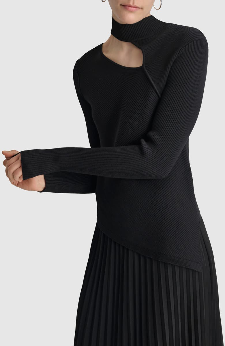 DKNY Cutout Detail Rib Sweater, Main, color,