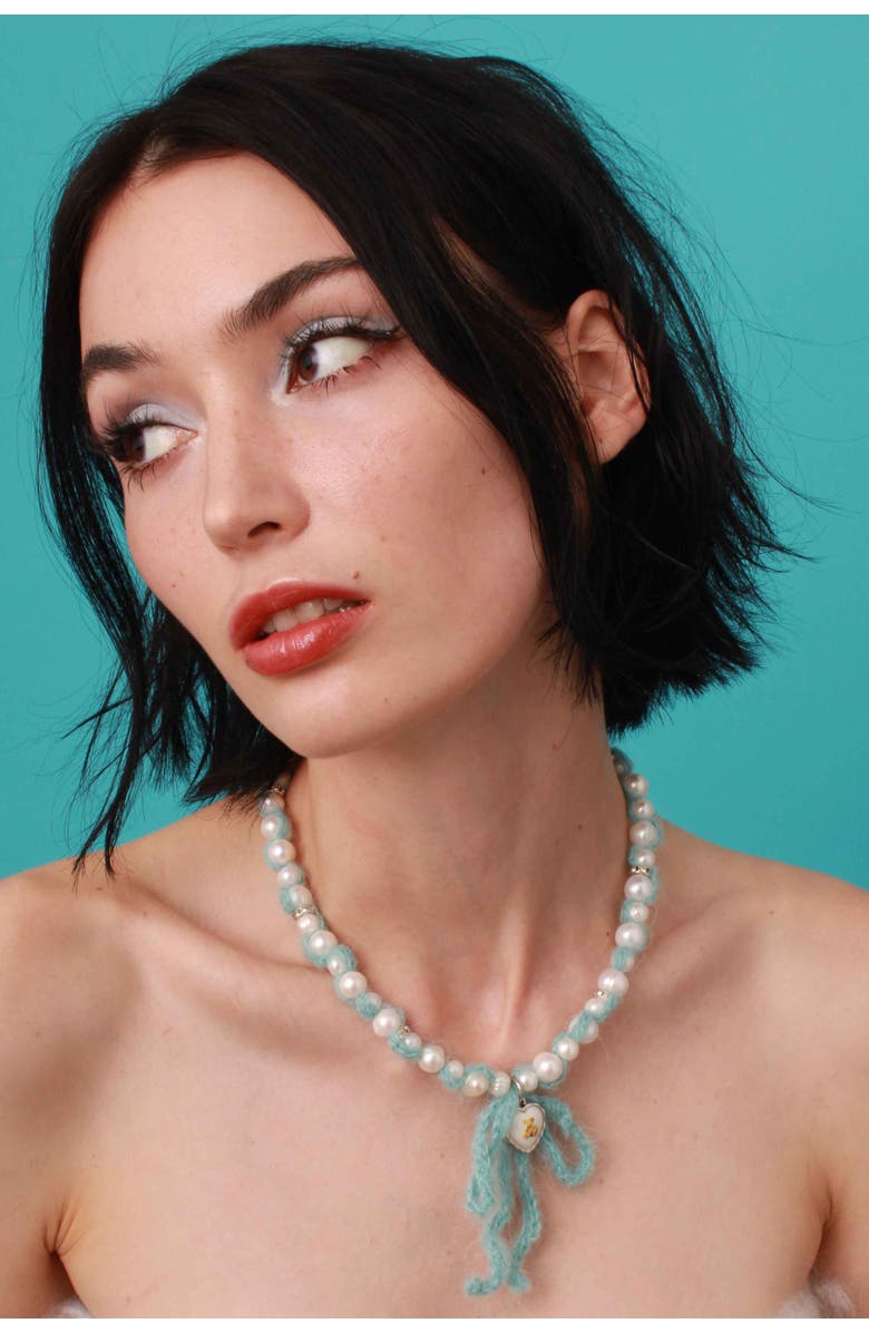 Velvet Luna Cashmere Pearl Teddy Necklace, Alternate, color, Blue