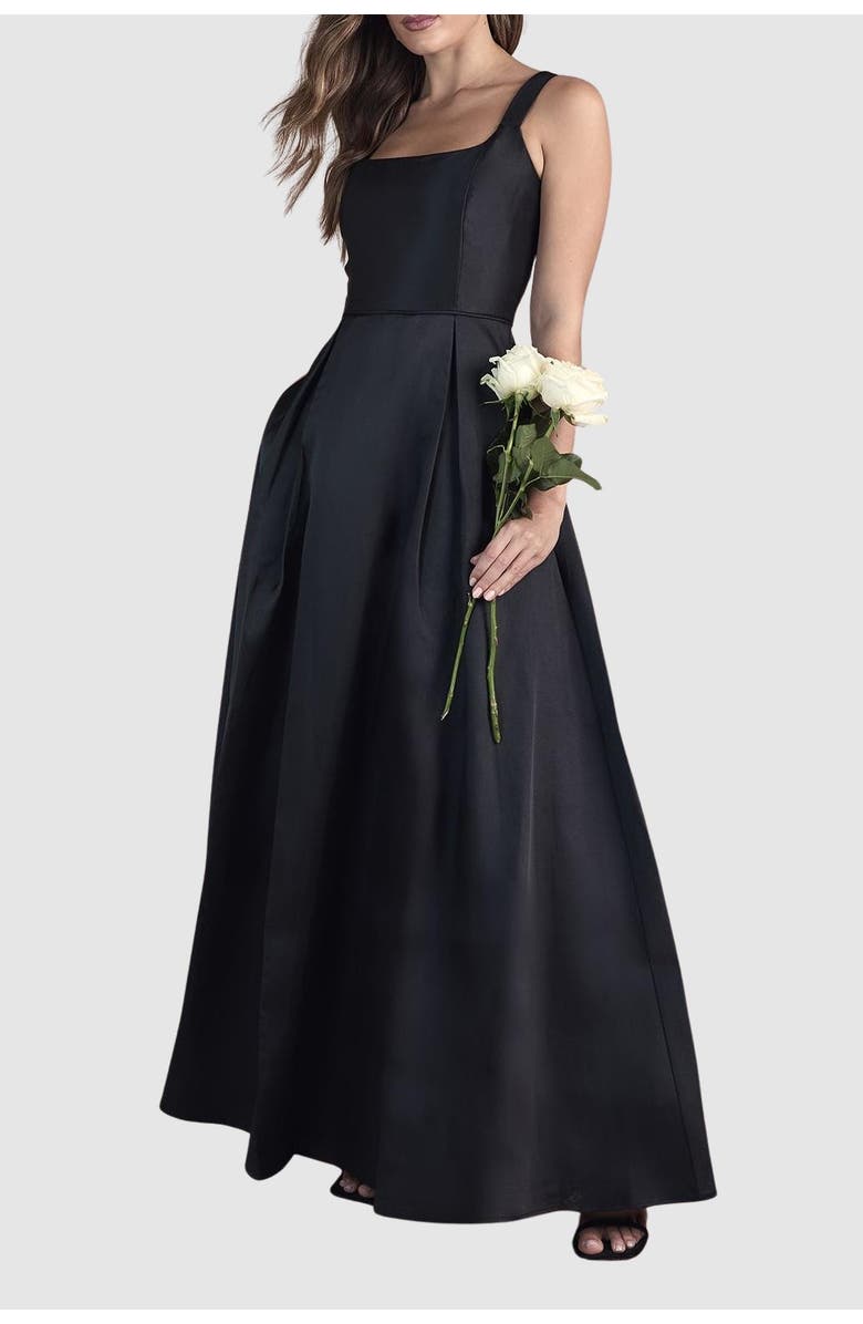 Coast Scoop Neck Full Skirted Twill Maxi Dress, Alternate, color,