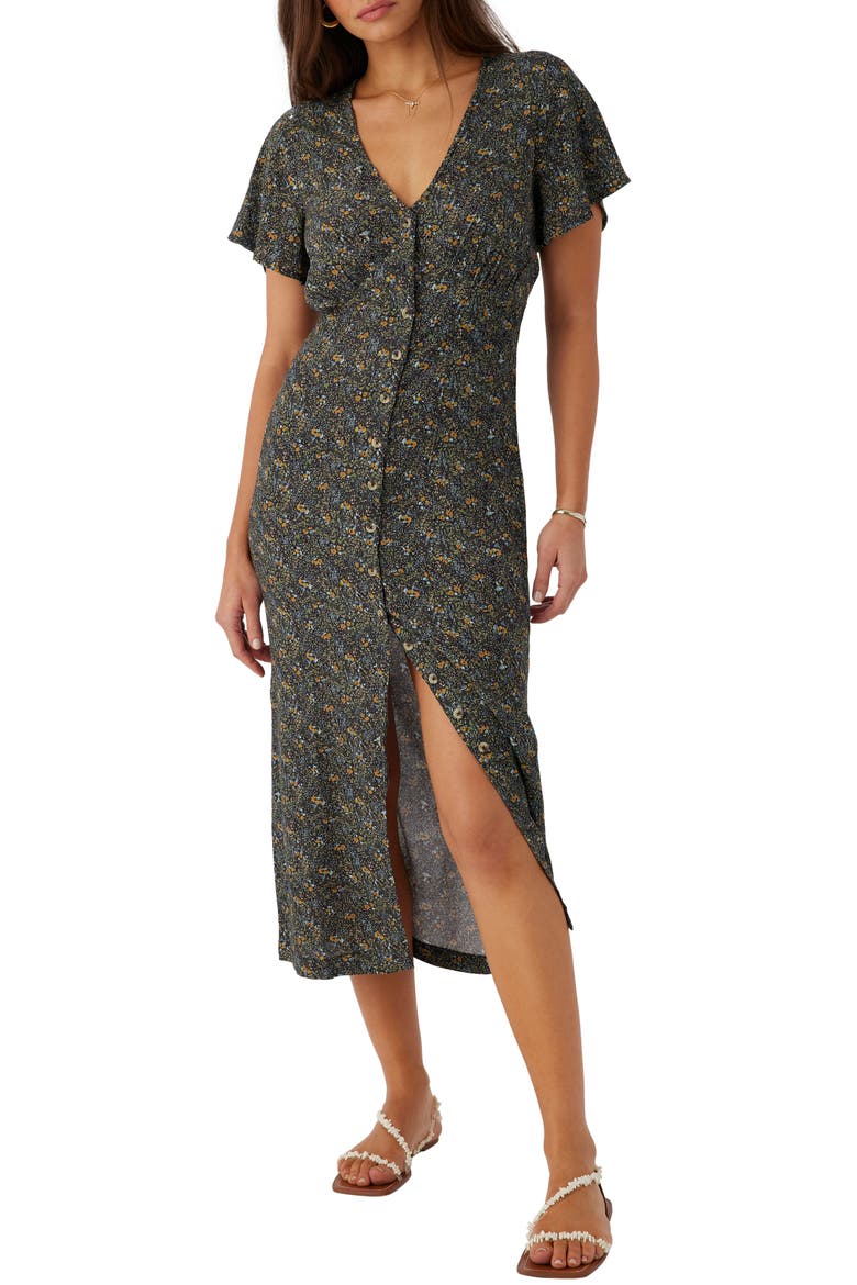 Rayney Button Front Short Sleeve Shirtdress, Main, color, MULTI CLR