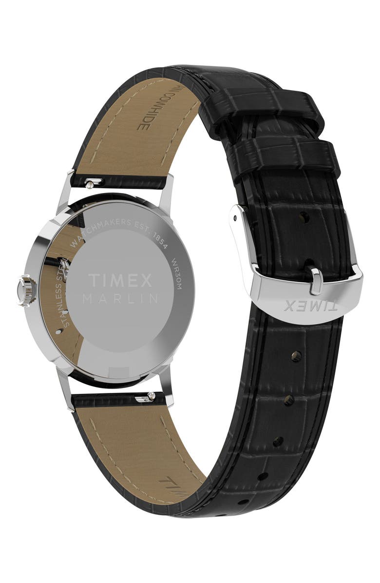 Timex<sup>®</sup> Marlin<sup>®</sup> Croc Embossed Leather Strap Watch, 34mm, Alternate, color, Black