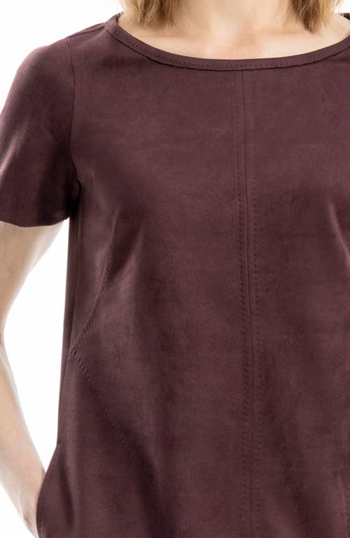 Max Studio Faux Suede Shift Dress In Burgundy