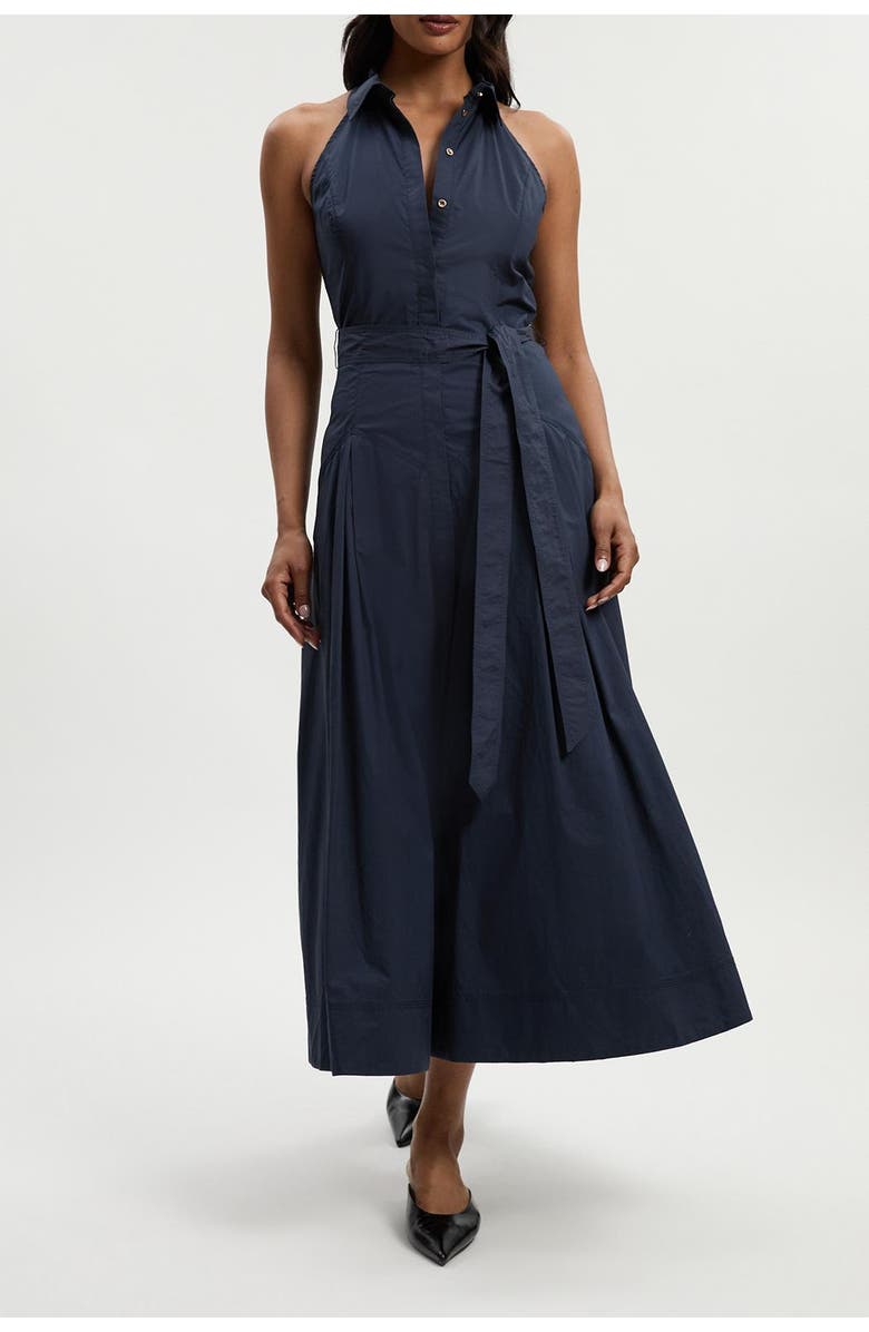 Karen Millen Midi Shirt Dress With Dropped Waist, Alternate, color, Navy