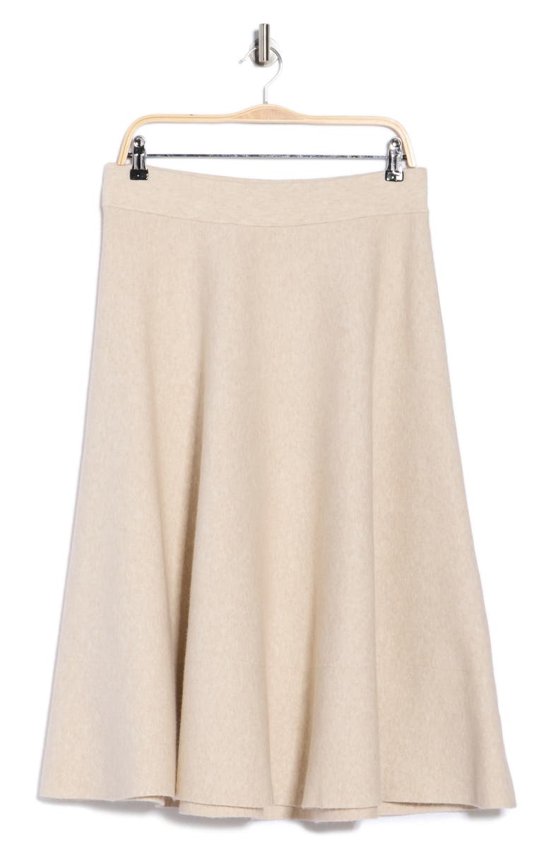 ELIE ELIE TAHARI A-Line Knit Midi Skirt, Alternate, color, Oatmeal Heather Brown