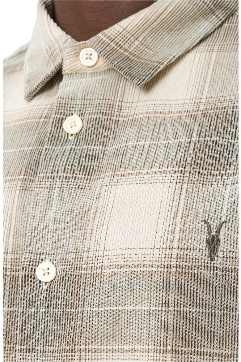Yuki Plaid Cotton Flannel Button-Up Shirt, Alternate, color, SANDSHELL TAUPE