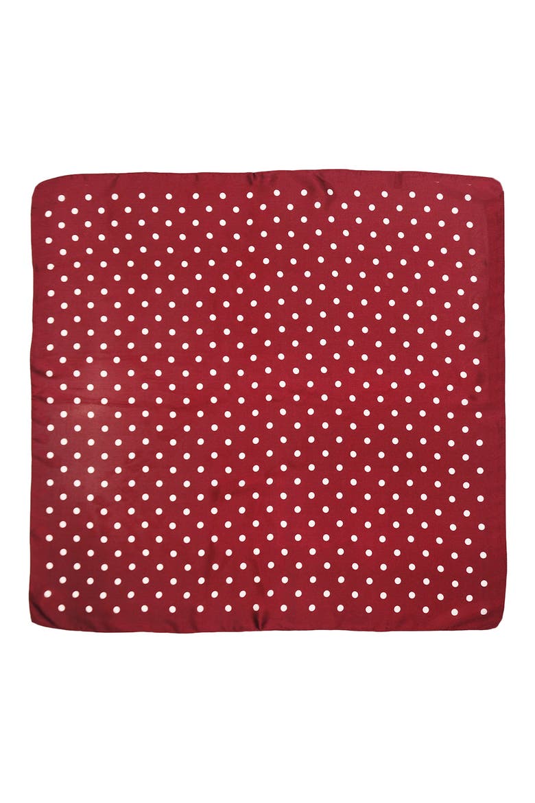 Satin Polka Dot Square Scarf, Alternate, color, BURGUNDY