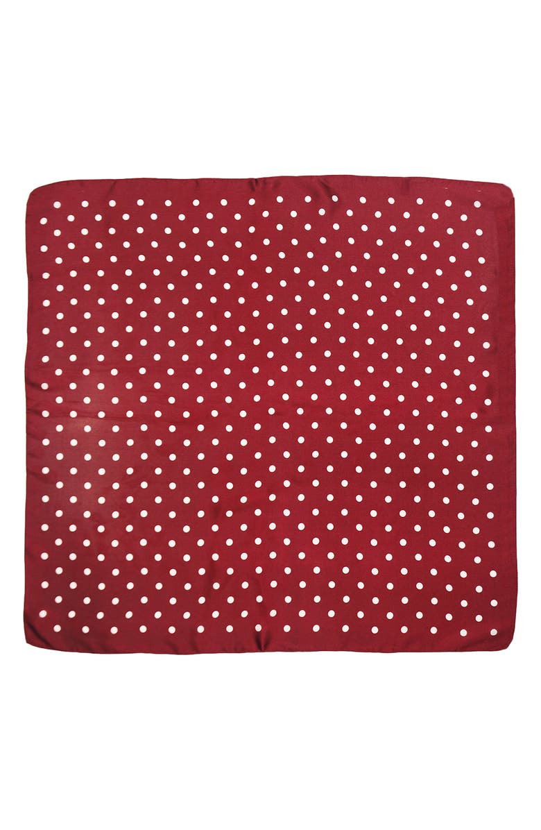 Petit Moments Satin Polka Dot Square Scarf, Alternate, color, Burgundy