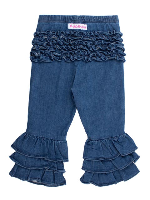 Girls Denim Ruffle Flare Pants