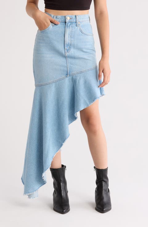 The Crinkle Cut Asymmetric Denim Skirt