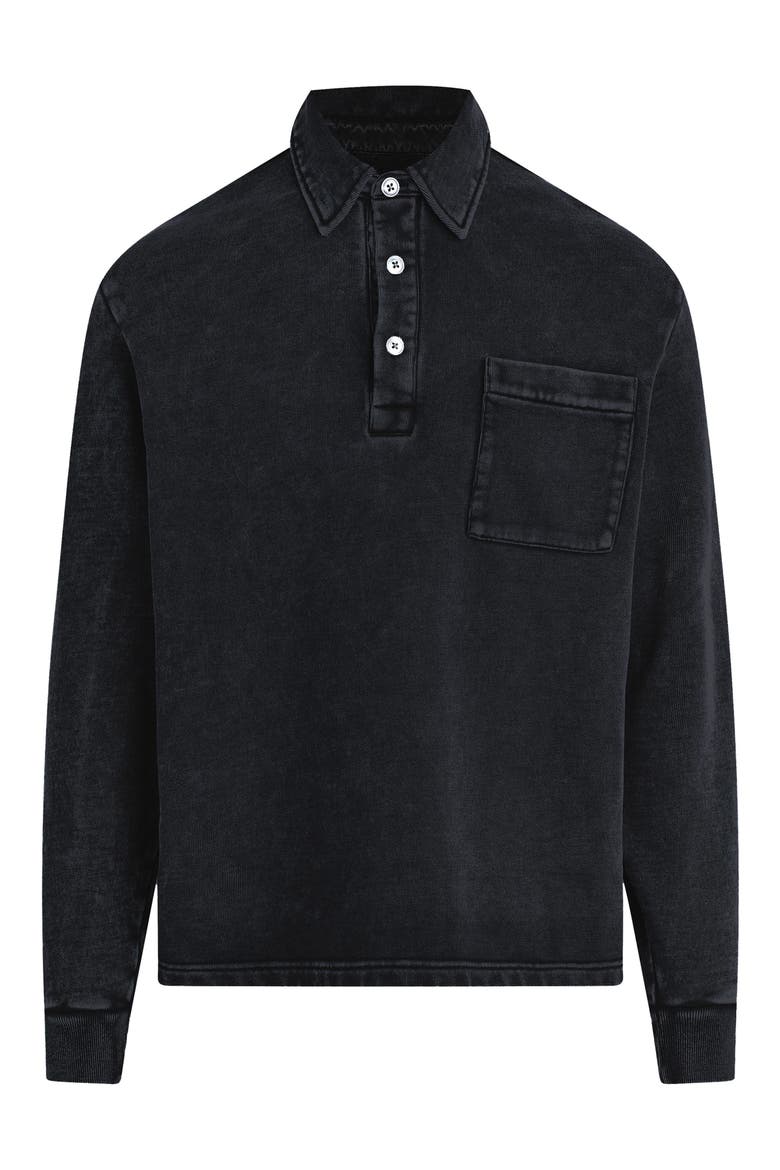 Cotton Polo Sweatshirt, Alternate, color, WASHED BLACK
