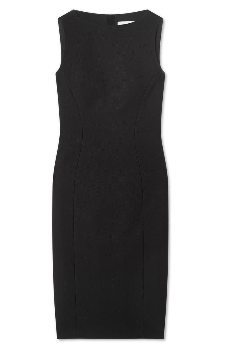LK Bennett Rosa Piqué Sleeveless Sheath Dress, Alternate, color, Black