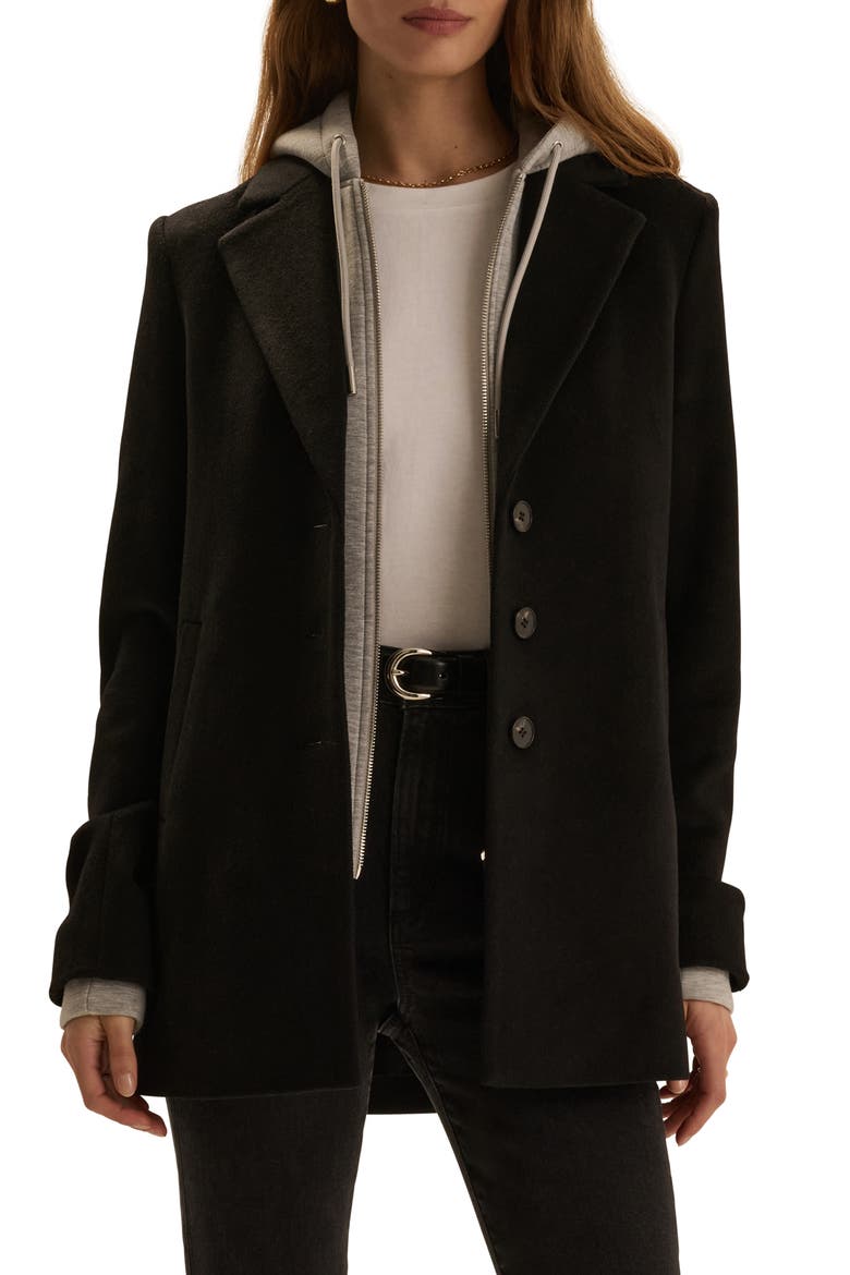 Short Wool Blend Sport Coat, Main, color, BLACK