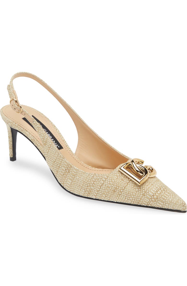 Dolce&Gabbana Lollo Raffia Slingback Pump, Main, color,