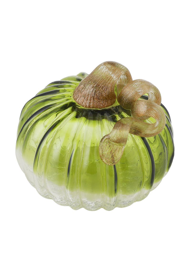 Crackle Glass Short Pumpkins, Alternate, color, Green