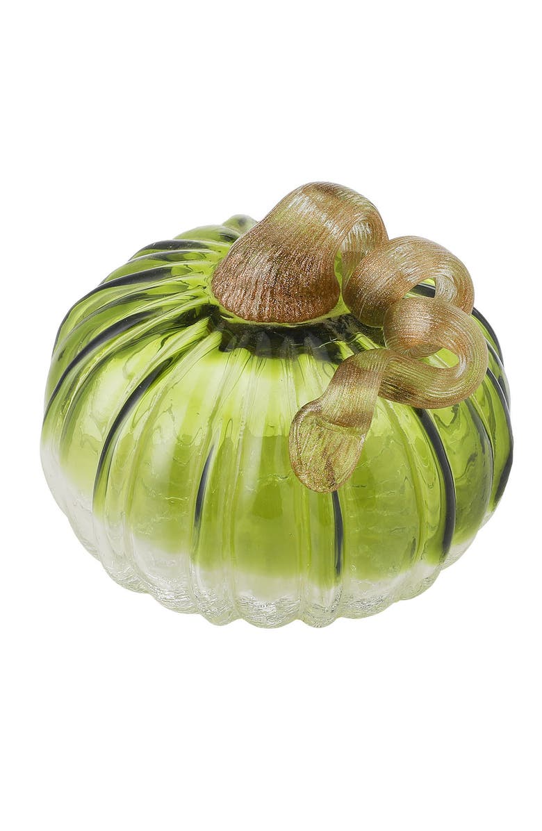 Glitzhome Crackle Glass Short Pumpkins, Alternate, color, Green