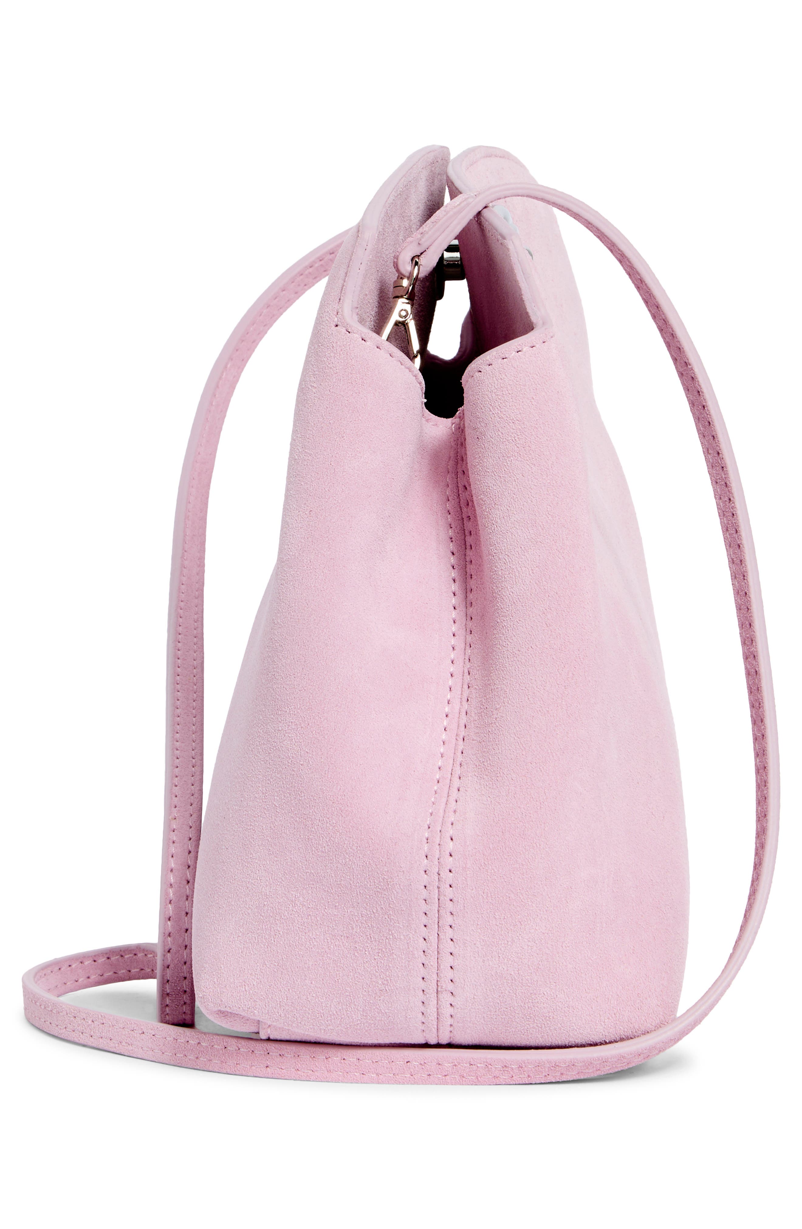 LIFFNER Large Pushlock Suede Clutch, Alternate, color, Pink