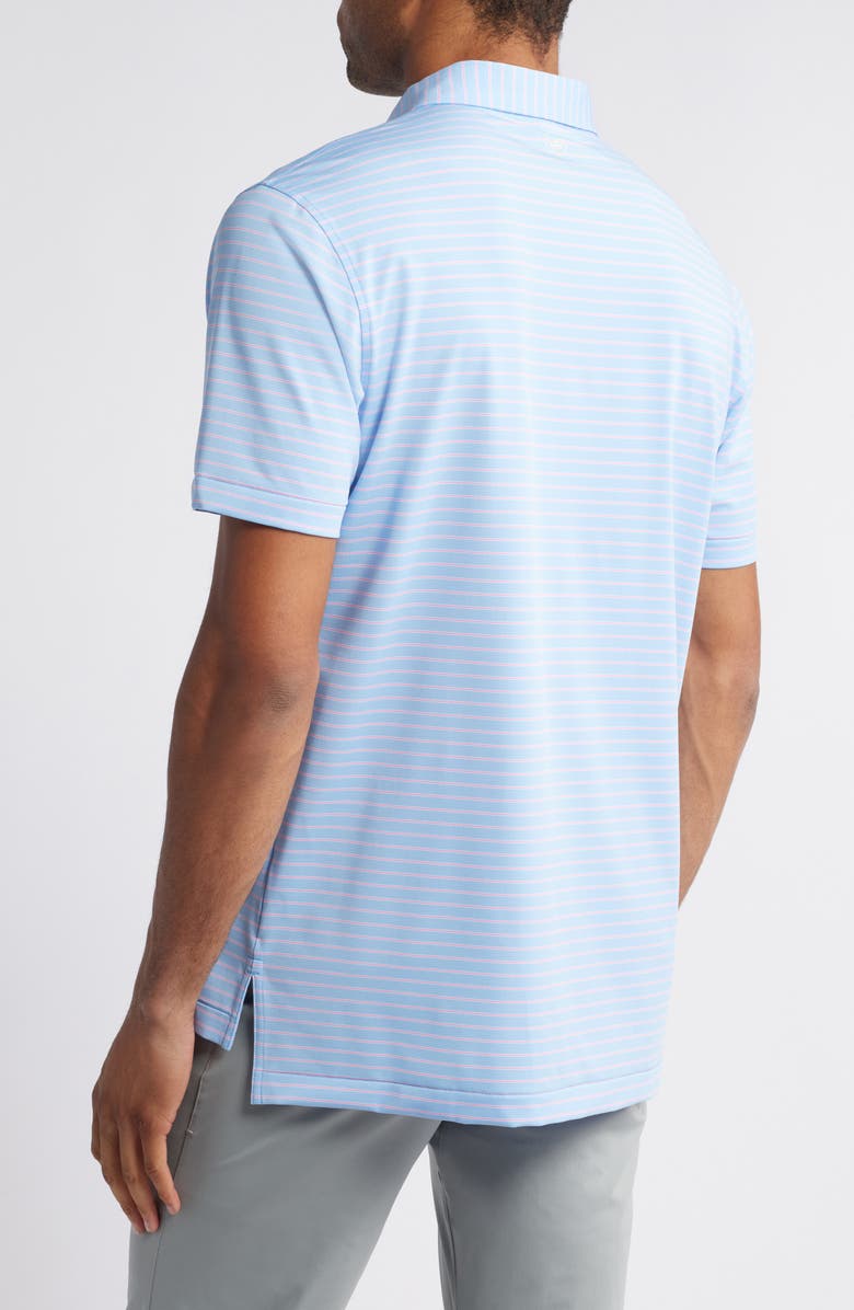 Peter Millar Drum Stripe Performance Jersey Polo, Alternate, color, Cottage Blue
