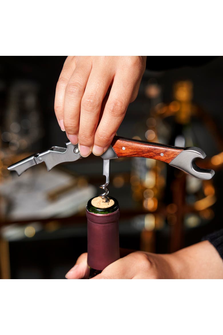 Admiral Double Opener Corkscrew in Stainless Steel, Alternate, color, Wood