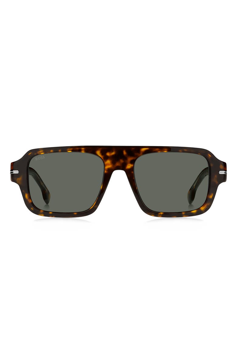 BOSS 53mm Flat Top Sunglasses, Main, color, Havana