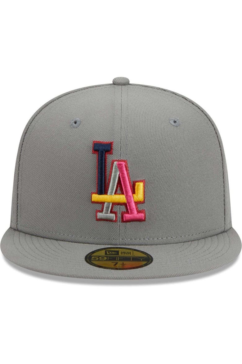 Men's New Era Gray Los Angeles Dodgers Color Pack 59FIFTY Fitted Hat, Alternate, color, Gray