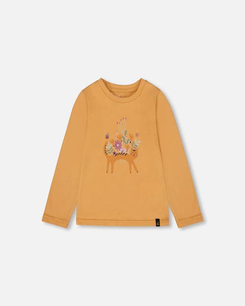 Deux Par Deux Organic Cotton T-shirt With Cat In Yellow