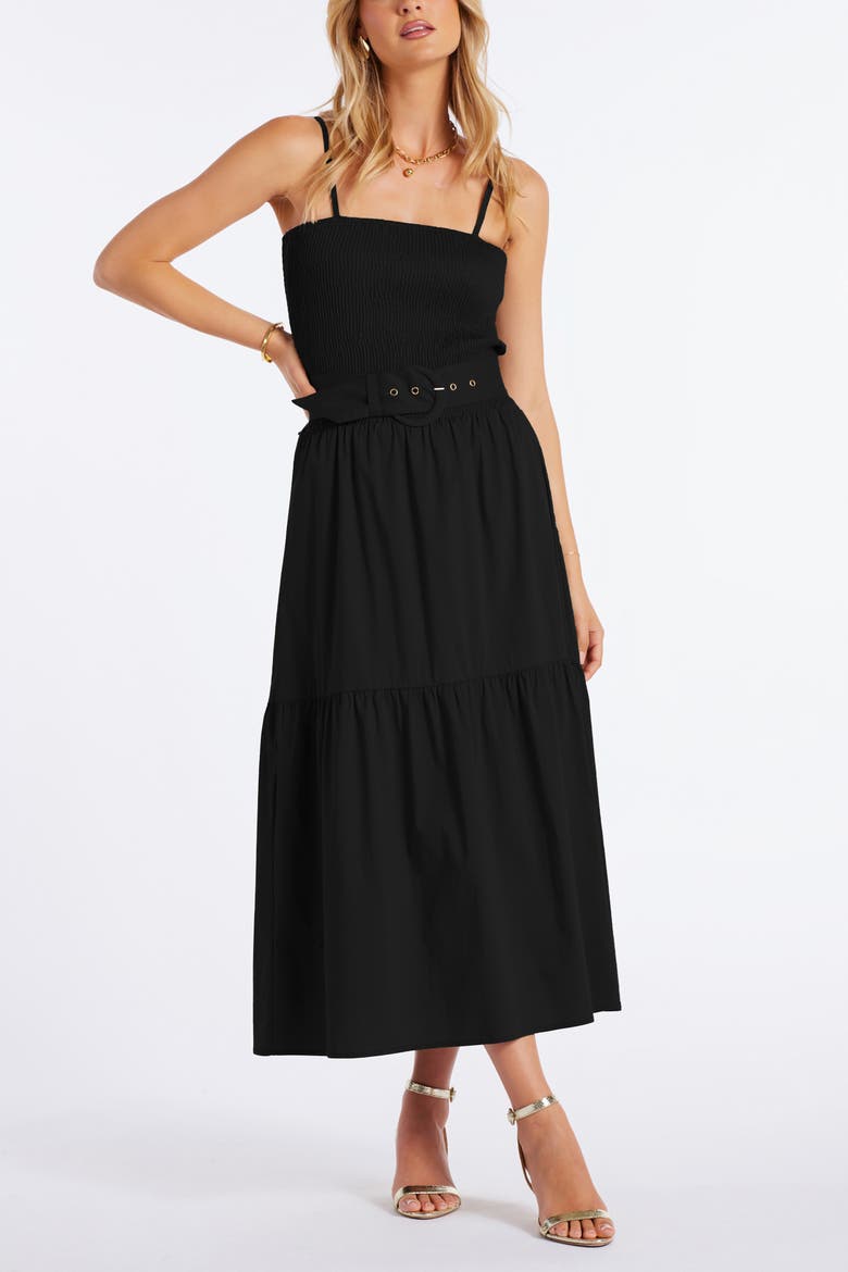 Stella Smock Tiered Dress, Main, color, Black