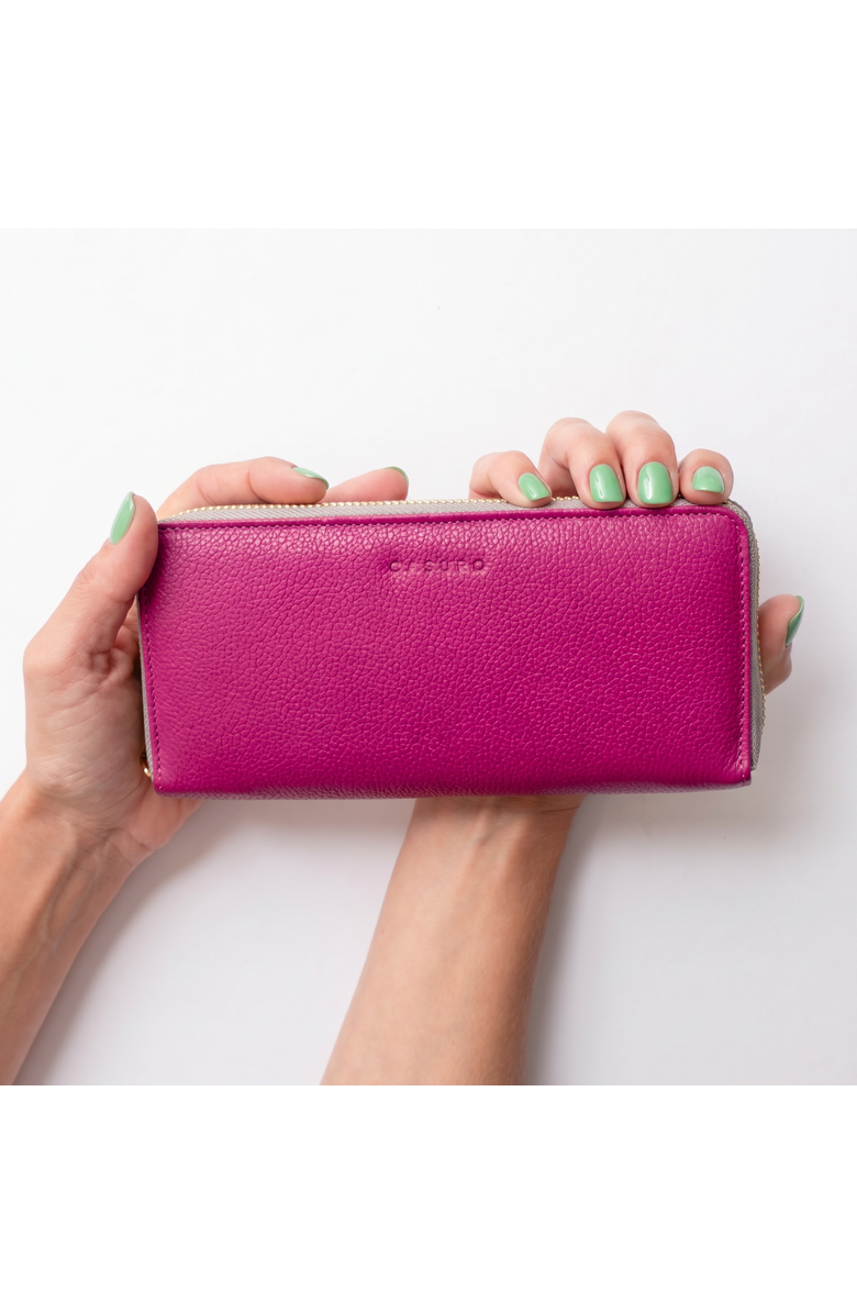 Casupo Large Zipper Wallet with Detachable Key Ring, Alternate, color, Fuchsia