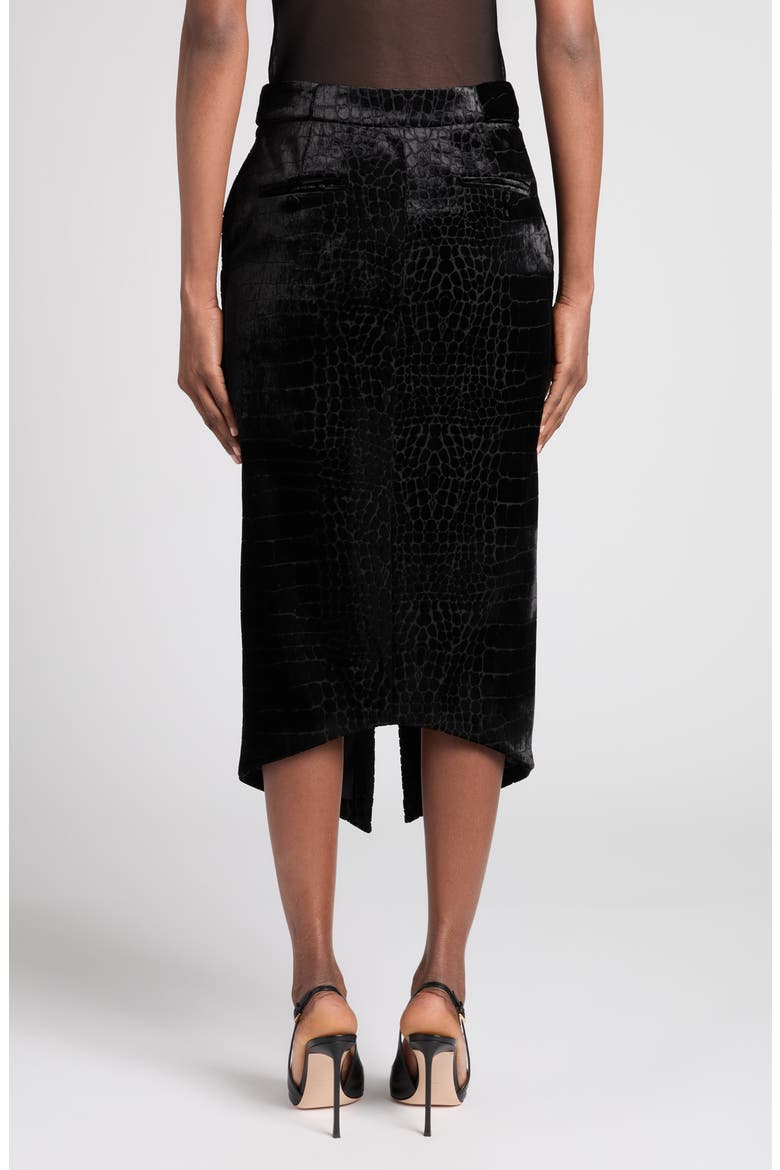 Crocodile Devoré Velvet Skirt, Alternate, color, BLACK