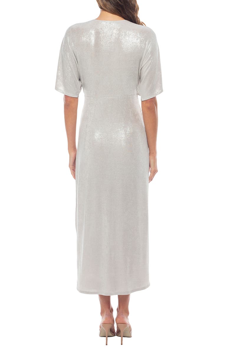Marina Foil Rib Knot Cocktail Dress, Alternate, color, 