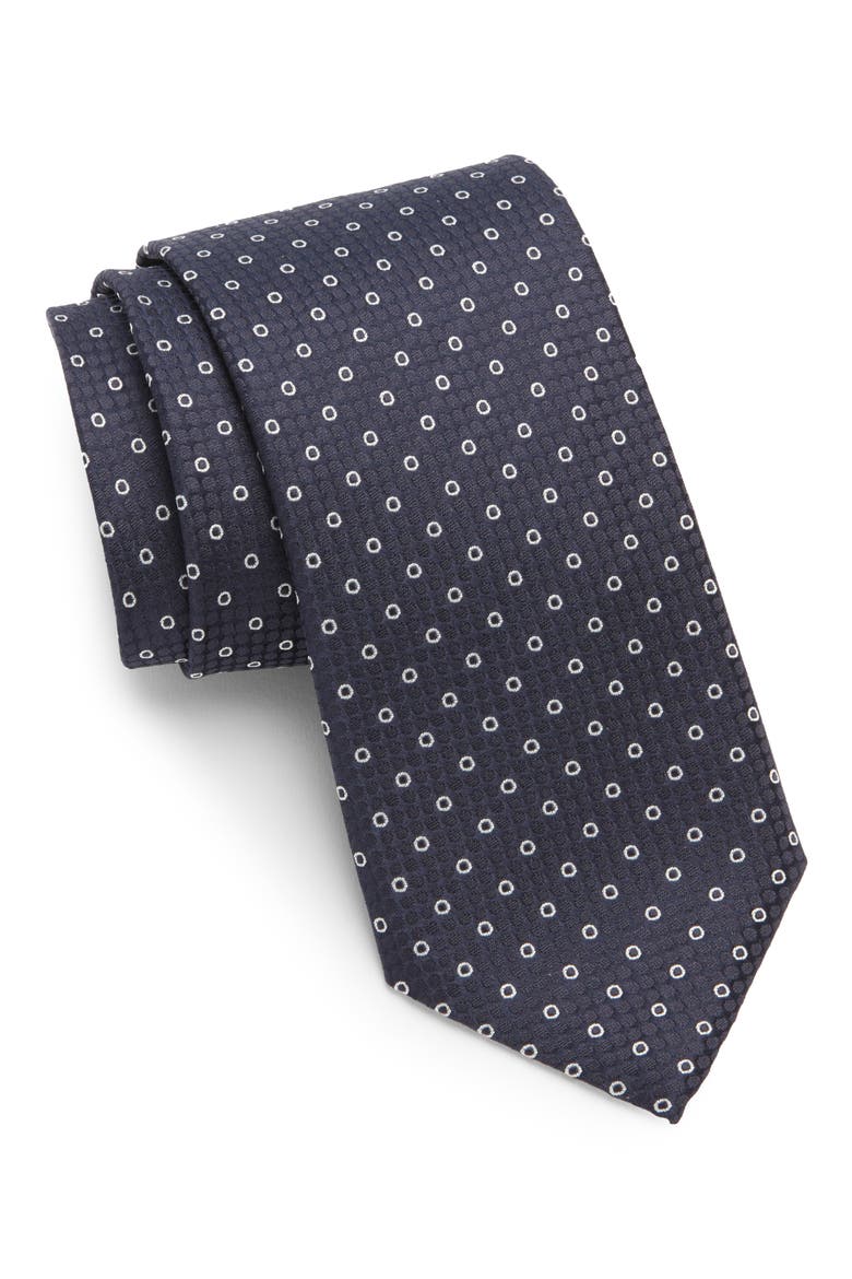 Geometric Silk Tie, Main, color, NAVY